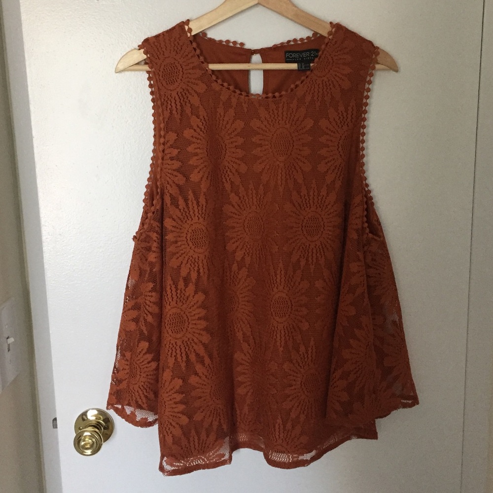 Orange Knit Layered Top (Size 2XL)